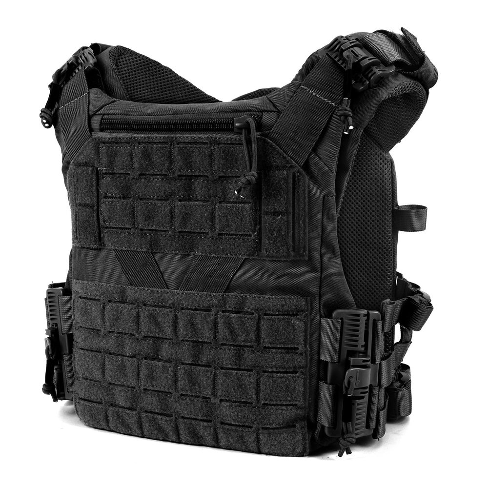 KESONS Tactical Vest, Quick Release Outdoor Weighted Vest, Adjustable 3D Breathable Modular Vest for Training(Black)