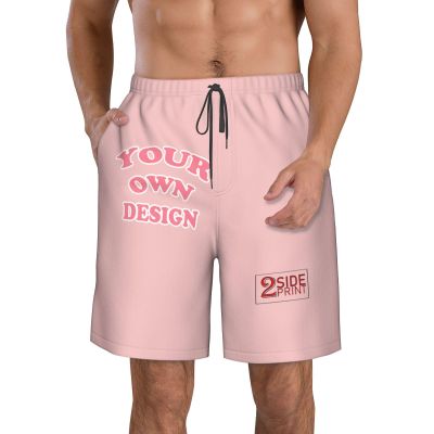 NineFit Basics Custom shorts for men Personalized shorts with text photo logo Custom swim shorts design your own with Pockets Mesh Lining Pink XX-Large