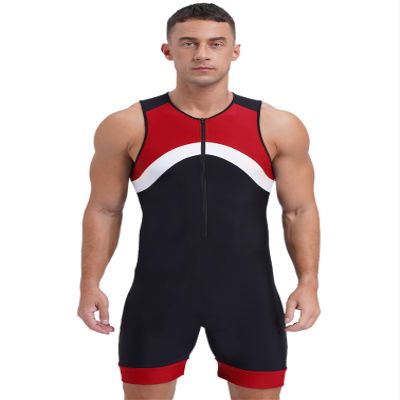 TiaoBug Mens One Piece Swimsuit Shorty Wetsuit Bathing Suit Athletic Spandex Jumpsuit Swimwear UPF 50+ Red 4X-Large