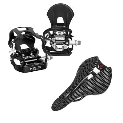 Bucklos Bike Pedals with Toe Cages and Straps - Bicycle Toe Clips Cage Compatible with Peloton BikeBike Saddle 3D Printing Bike Seat Mountain Road Comfortable Bicycle Cushion