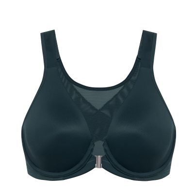 DELIMIRA Women's Front Closure Bras Posture Full Coverage Plus Size Underwire Unlined Back Support Plunge Seamless Bra B-H Forest Dark Green 44D