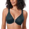 DELIMIRA Women's Front Closure Bras Posture Full Coverage Plus Size Underwire Unlined Back Support Plunge Seamless Bra B-H Forest Dark Green 44D view 3