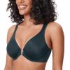 DELIMIRA Women's Front Closure Bras Posture Full Coverage Plus Size Underwire Unlined Back Support Plunge Seamless Bra B-H Forest Dark Green 44D view 4