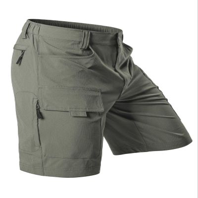 Hiauspor Men's Hiking Cargo Shorts Big and Tall 10" Quick Dry Lightweight Waterproof for Golf Tactical Fishing Casual (Sage Green, 50)