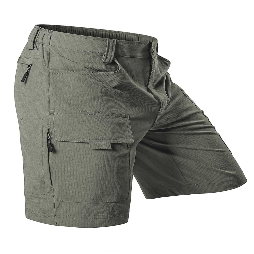 Hiauspor Men's Hiking Cargo Shorts Big and Tall 10" Quick Dry Lightweight Waterproof for Golf Tactical Fishing Casual (Sage Green, 50)