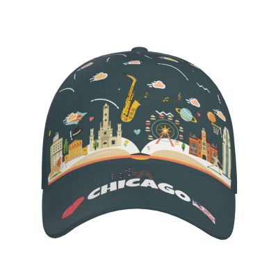 HDAODNM Chicago Baseball Cap Adjustable Snapback Cap Chicago Hat Chicago Flag Baseball Hats Chicago Cap