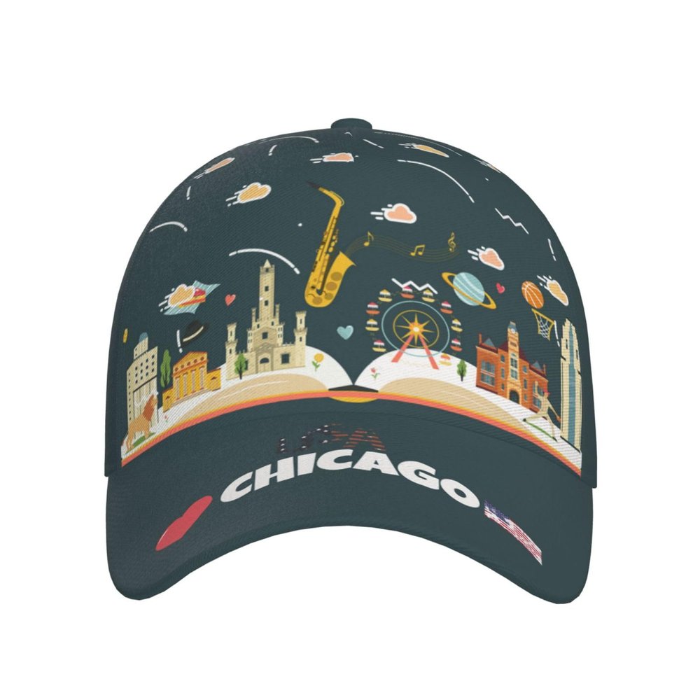 HDAODNM Chicago Baseball Cap Adjustable Snapback Cap Chicago Hat Chicago Flag Baseball Hats Chicago Cap