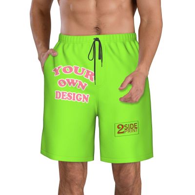 Custom Short Men Personalized Shorts with Text Photo Logo Custom Swim Trunks Design Your own with Pockets Mesh Lining Light Green 3X-Large