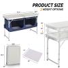 Vasitelan Outdoor Folding Table Aluminum Lightweight Height Adjustable with Storage Organizer for BBQ, Party, Camping view 3