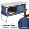 Vasitelan Outdoor Folding Table Aluminum Lightweight Height Adjustable with Storage Organizer for BBQ, Party, Camping view 4