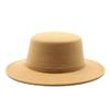 Kids Felted Fedoras Hats for Boys Girls Solid Flat Top Jazz Caps Formal Dress Hats khaki9 Kid Size 52-54CM view 1
