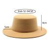 Kids Felted Fedoras Hats for Boys Girls Solid Flat Top Jazz Caps Formal Dress Hats khaki9 Kid Size 52-54CM view 2