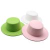 Kids Felted Fedoras Hats for Boys Girls Solid Flat Top Jazz Caps Formal Dress Hats khaki9 Kid Size 52-54CM view 3