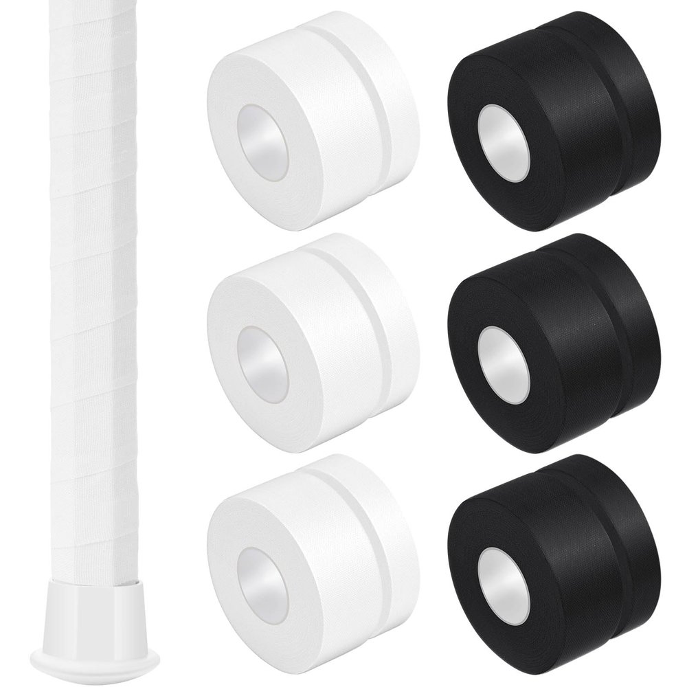 Gemscream 12 Pcs 30 ft Lacrosse Stick Tape 1 Inch 1/2 Inch Non-precut Cotton Sweat Absorbent Bat Grip Tape for Lacrosse Baseball Bats (Black,White)