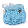 SVNR Kids Bike Basket, Bike Basket Front, Bicycle Baskets for Boys and Girls, Handwoven Backpack with Lid Shoulder Strap, Rattan Front Handlebar Baskets, Blue view 1