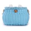 SVNR Kids Bike Basket, Bike Basket Front, Bicycle Baskets for Boys and Girls, Handwoven Backpack with Lid Shoulder Strap, Rattan Front Handlebar Baskets, Blue view 2