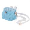 SVNR Kids Bike Basket, Bike Basket Front, Bicycle Baskets for Boys and Girls, Handwoven Backpack with Lid Shoulder Strap, Rattan Front Handlebar Baskets, Blue view 3