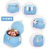 SVNR Kids Bike Basket, Bike Basket Front, Bicycle Baskets for Boys and Girls, Handwoven Backpack with Lid Shoulder Strap, Rattan Front Handlebar Baskets, Blue view 4