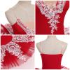 AFAVOM Dance Leotards for Women Girls Ballerina Swan Lake Costumes Adult Ballet Dance Dress Hard Platter Tutu Camisole Skirt Leotard Rhinestone Embroidery Tutu Dress for Performance Dancewear Red M view 3