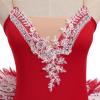 AFAVOM Dance Leotards for Women Girls Ballerina Swan Lake Costumes Adult Ballet Dance Dress Hard Platter Tutu Camisole Skirt Leotard Rhinestone Embroidery Tutu Dress for Performance Dancewear Red M view 4