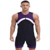 TiaoBug Mens One Piece Swimsuit Shorty Wetsuit Bathing Suit Athletic Spandex Jumpsuit Swimwear UPF 50+ Purple Contrast 3X-Large view 1