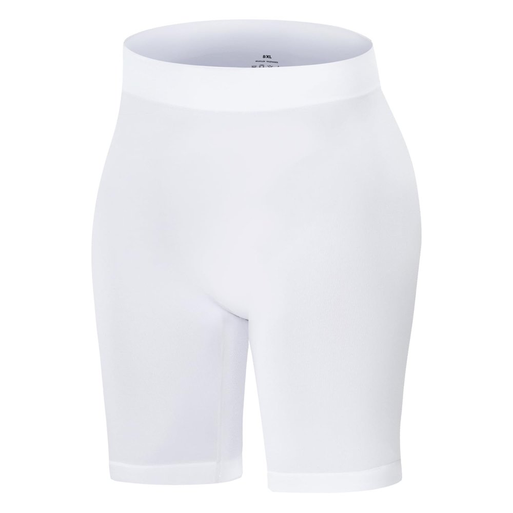 ATTLADY Women's Slip Shorts for Under Dresses Seamless Smooth Boyshort Panties Anti-Chafing Shorts, White, XX-Large