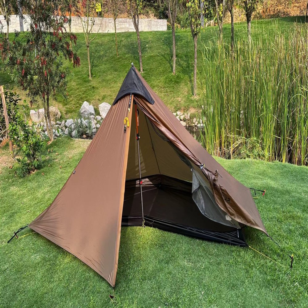 3F UL Gear Lanshan PRO Lanshan Ultralight Tent 3-Season Backpacking Tent for 1-Person or 2-Person, Waterproof Professional Tents for Camping, Trekking, Kayaking, Climbing (Khaki-2 People, 3 Season)
