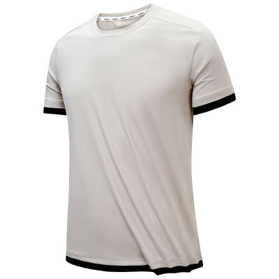 NineFit Basics Mens Silk T Shirt Casual Short Sleeve Lightweight Crew Neck Tee Undershirt Top Soft and Breathable Workout Gym Shirts (X-Large,Apricot)
