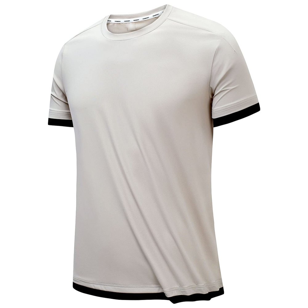 NineFit Basics Mens Silk T Shirt Casual Short Sleeve Lightweight Crew Neck Tee Undershirt Top Soft and Breathable Workout Gym Shirts (X-Large,Apricot)