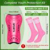 Chuarry 2 Pair of Soccer Shin Guards with 2 Pair of Soccer Socks Protective Soccer Shin Pads Soccer Gear for Girls Boys Youth Teens Kids Soccer Games Protection Equipment (Pink, Rose Red,L), Large view 2