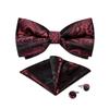 NineFit Basics Luxury Blue Pre-Tied Bow Tie And Handkerchief Cufflinks Sets For Man Wedding Business Men's Bowtie Paisley Knots view 1