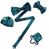 NineFit Basics Luxury Blue Pre-Tied Bow Tie And Handkerchief Cufflinks Sets For Man Wedding Business Men's Bowtie Paisley Knots view 4