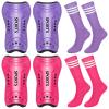 Chuarry 2 Pair of Soccer Shin Guards with 2 Pair of Soccer Socks Protective Soccer Shin Pads Soccer Gear for Girls Boys Youth Teens Kids Soccer Games Protection Equipment (Purple, Rose Red,M), Medium view 1