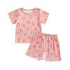 Afunbaby Toddler Baby Girl Summer Clothes Floral Short Sleeve Shirt Top and Shorts Cute Ribbed Outfit Clothing Set (Rose Pink, 12-18 Months) view 1