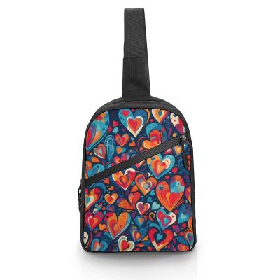 BTCOWZRV Sling Bag for Women Men Crossbody Sling Backpack Heart Pattern Chest Bags Shoulder Backpack Travel Hiking Daypack