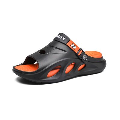 Hhhchpm Men's Fashion EVA Slides, Non Slip Quick-Drying Open Toe Slippers for Indoor Outdoor Walking, Men's Summer Beach Slides (Black,9)