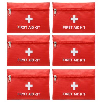 Faylapa 6 Pack Mini Empty First Aid Bag, Travel Essentials Medical Pouch 7.87x5.51 inches Bag for Travel, Home, Office, Vehicle, Camping, Outdoor (Bag Only)