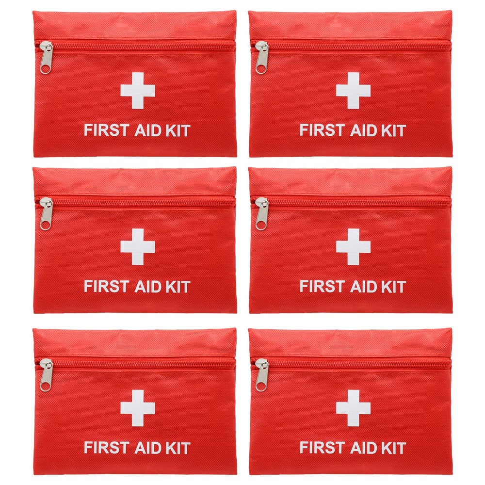 Faylapa 6 Pack Mini Empty First Aid Bag, Travel Essentials Medical Pouch 7.87x5.51 inches Bag for Travel, Home, Office, Vehicle, Camping, Outdoor (Bag Only)