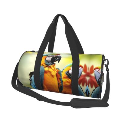 Travel Duffle Bag Lightweight Sports Gym Bag For Men Women Foldable Carry On Weekender Overnight Bag Cute Parrots Canvas Sport Duffel Bag For Yoga Business Trip, Black, One Size