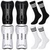 Chuarry 2 Pair of Soccer Shin Guards with 2 Pair of Soccer Socks Protective Soccer Shin Pads Soccer Gear for Girls Boys Youth Teens Kids Soccer Games Protection Equipment (Black, White,M), Medium view 1