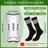 Chuarry 2 Pair of Soccer Shin Guards with 2 Pair of Soccer Socks Protective Soccer Shin Pads Soccer Gear for Girls Boys Youth Teens Kids Soccer Games Protection Equipment (Black, White,M), Medium view 2