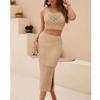 HANMAX Womens 2 Piece Crochet Swimsuits Coverup Hollow Out Knit Swim Cover up Bathing Suit Side Slit Beach Dress view 2