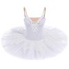 AFAVOM Dance Leotards for Women Girls Ballerina Swan Lake Costumes Adult Ballet Dance Dress Hard Platter Tutu Camisole Skirt Leotard Rhinestone Embroidery Tutu Dress for Performance Dancewear White S view 1