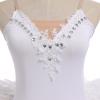 AFAVOM Dance Leotards for Women Girls Ballerina Swan Lake Costumes Adult Ballet Dance Dress Hard Platter Tutu Camisole Skirt Leotard Rhinestone Embroidery Tutu Dress for Performance Dancewear White S view 4
