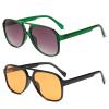 Freckles Mark Vintage Retro 70s Sunglasses for Women Men Classic Large Square Aviator Trendy Glasses (2P: Yellow & Green/Grey, 60) view 2