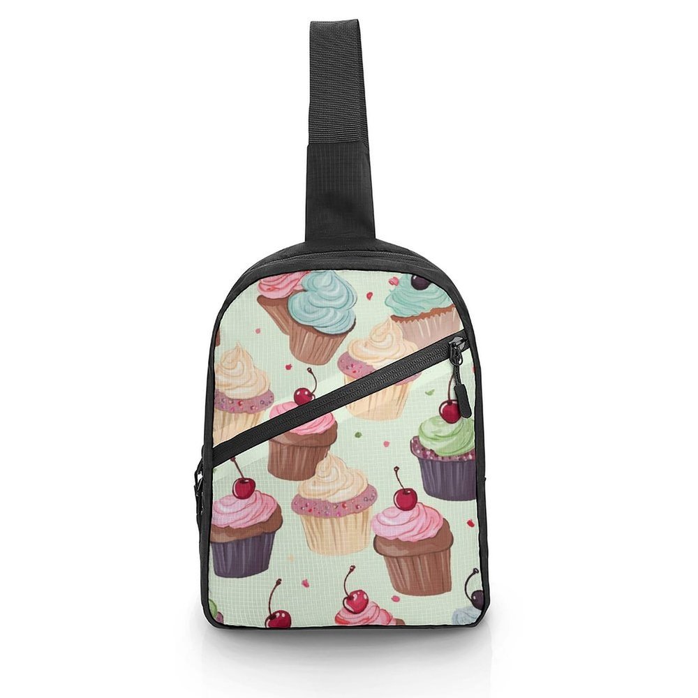 BTCOWZRV Sling Bag for Women Men Crossbody Sling Backpack Cupcake Chest Bags Shoulder Backpack Travel Hiking Daypack