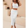 HANMAX Womens 2 Piece Crochet Swimsuits Coverup Hollow Out Knit Swim Cover up Bathing Suit Side Slit Beach Dress view 2