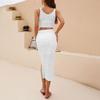 HANMAX Womens 2 Piece Crochet Swimsuits Coverup Hollow Out Knit Swim Cover up Bathing Suit Side Slit Beach Dress view 3