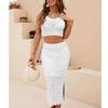 HANMAX Womens 2 Piece Crochet Swimsuits Coverup Hollow Out Knit Swim Cover up Bathing Suit Side Slit Beach Dress view 4