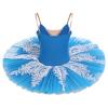 AFAVOM Dance Leotards for Women Girls Ballerina Swan Lake Costumes Adult Ballet Dance Dress Hard Platter Tutu Camisole Skirt Leotard Rhinestone Embroidery Tutu Dress for Performance Dancewear Blue L view 3